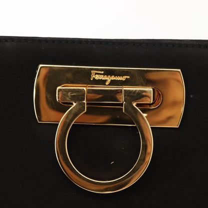 Salvatore Ferragamo Vintage Gancini Chain Shoulder Bag Suede, BLACK, SUEDE, Shoulder bag