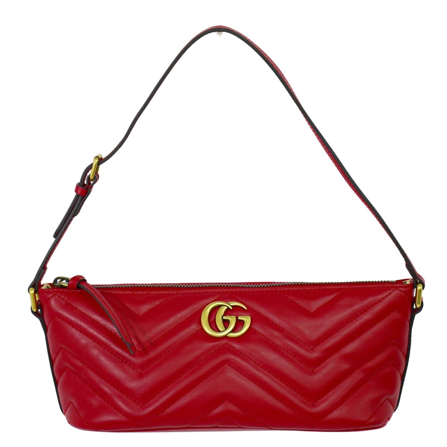 Gucci GG Marmont Shoulder Bag Leather, RED, LEATHER, Shoulder bag