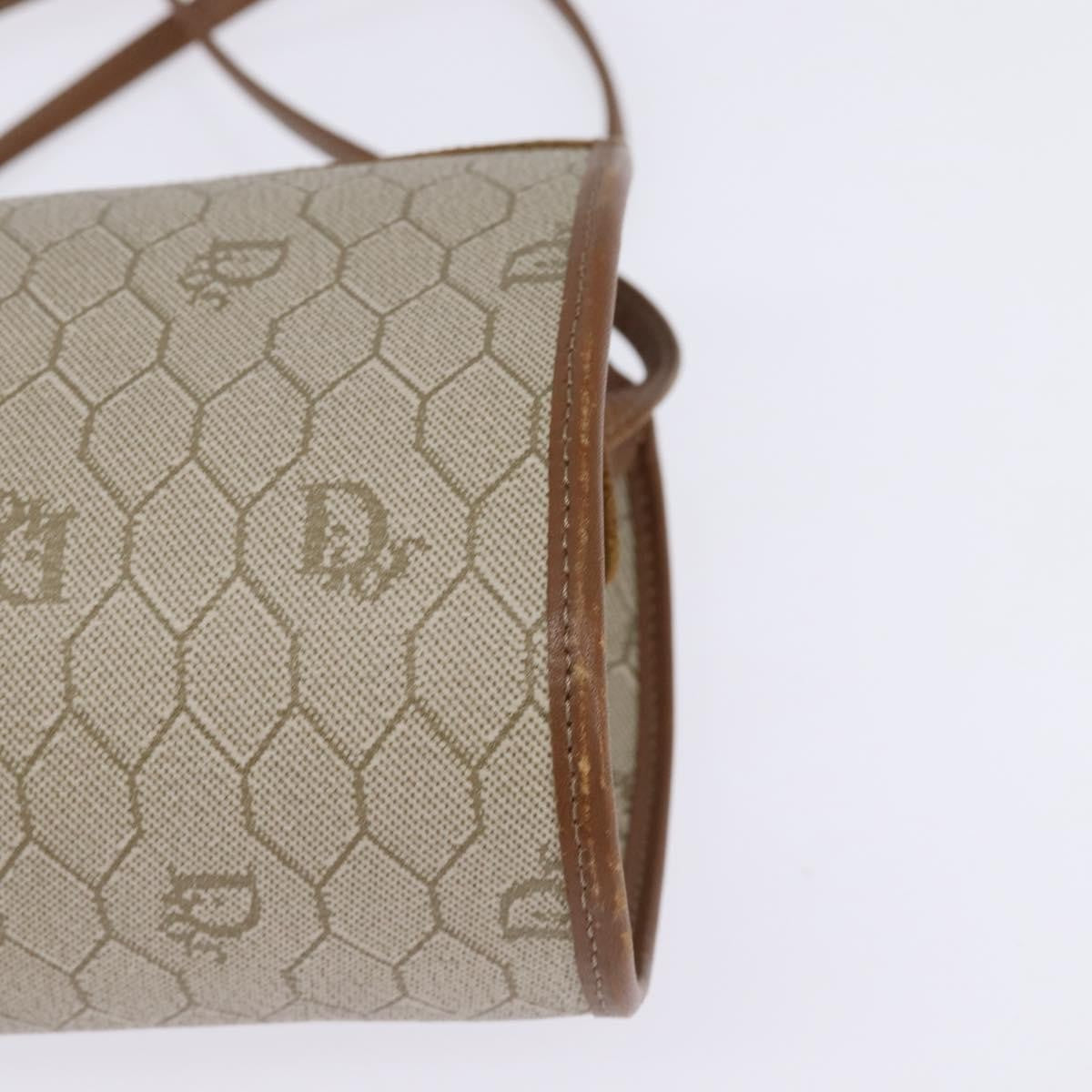 Christian Dior Vintage Honeycomb Shoulder Bag Canvas and Leather, BEIGE, CANVAS, Shoulder bag