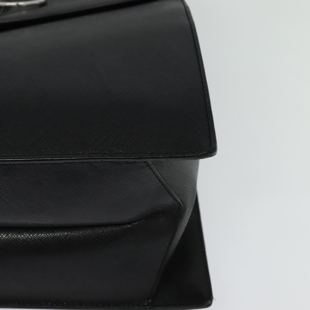 Salvatore Ferragamo Double Gancini Top Handle Bag Saffiano Leather, BLACK, LEATHER, Handbag