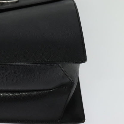 Salvatore Ferragamo Double Gancini Top Handle Bag Saffiano Leather, BLACK, LEATHER, Handbag