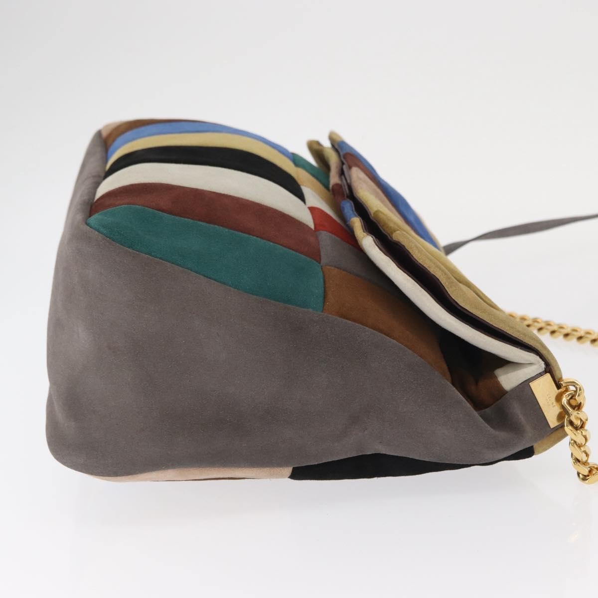 Celine Triomphe Chain Shoulder Bag Leather, MULTICOLOUR, SUEDE, Crossbody bag