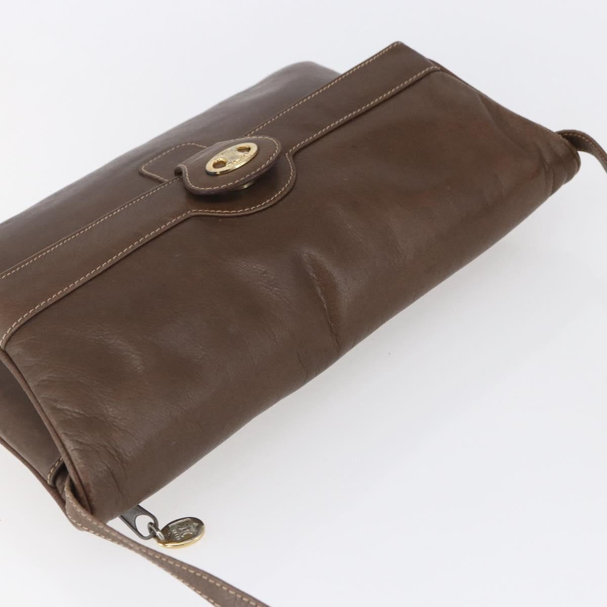Celine Vintage Shoulder Bag Leather, BROWN, LEATHER, Shoulder bag