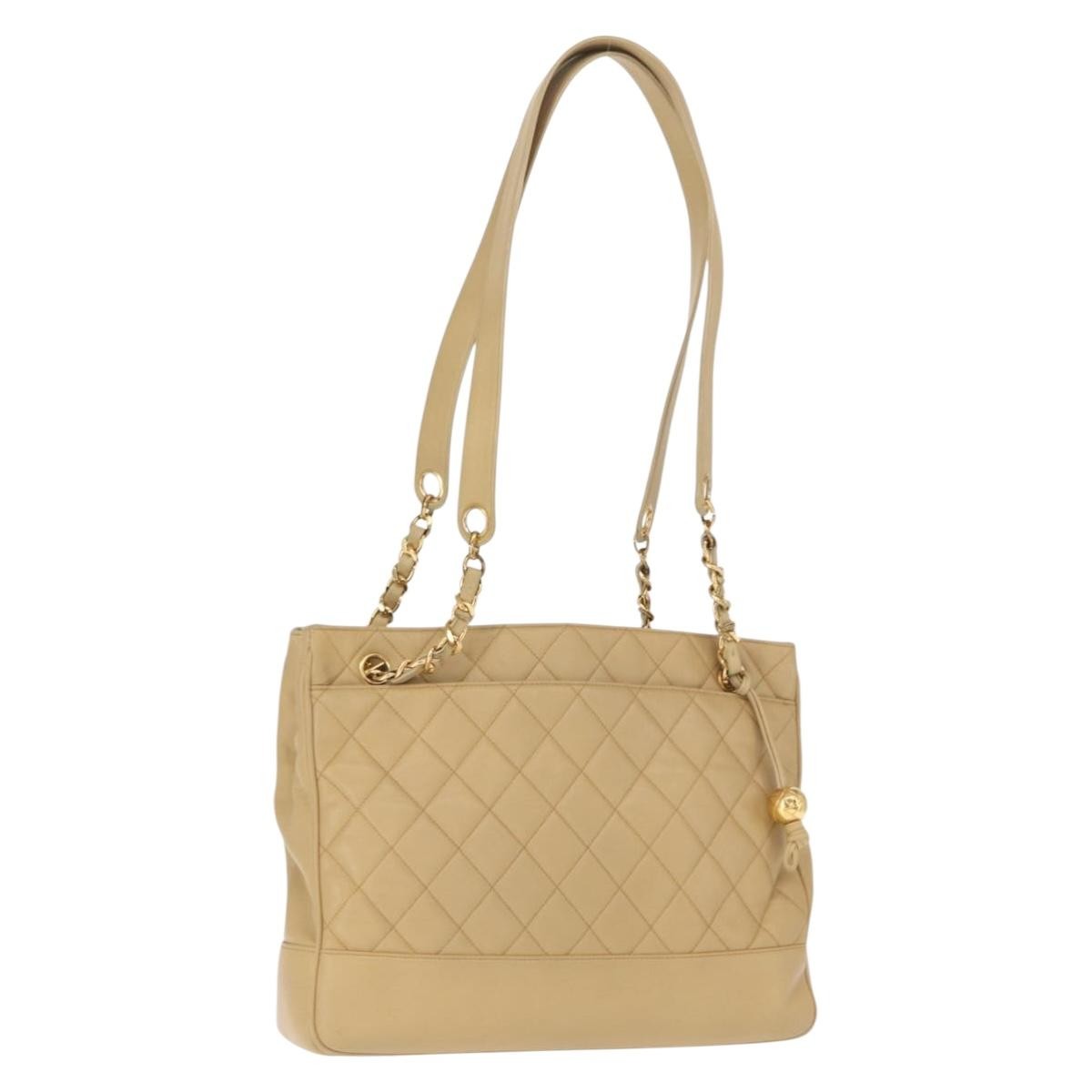 Chanel Expandable Zip Around Tote Quilted Leather, BEIGE, LEATHER, Shoulder bag