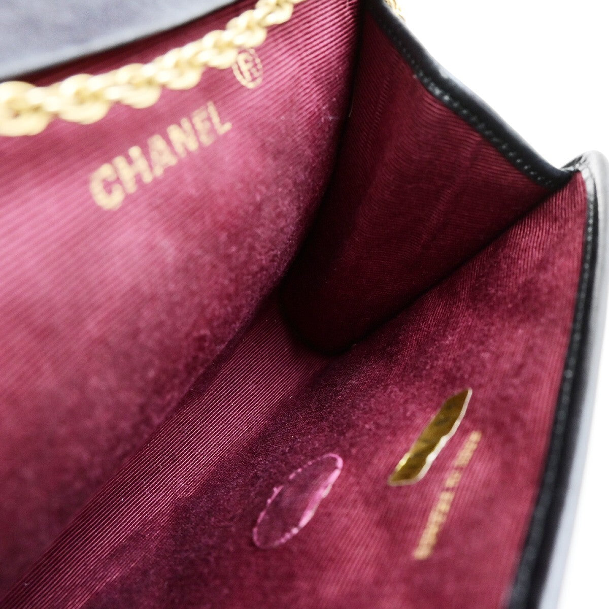 Chanel Vintage Round Flap Bag Quilted Lambskin, BLACK, LEATHER, Handbag