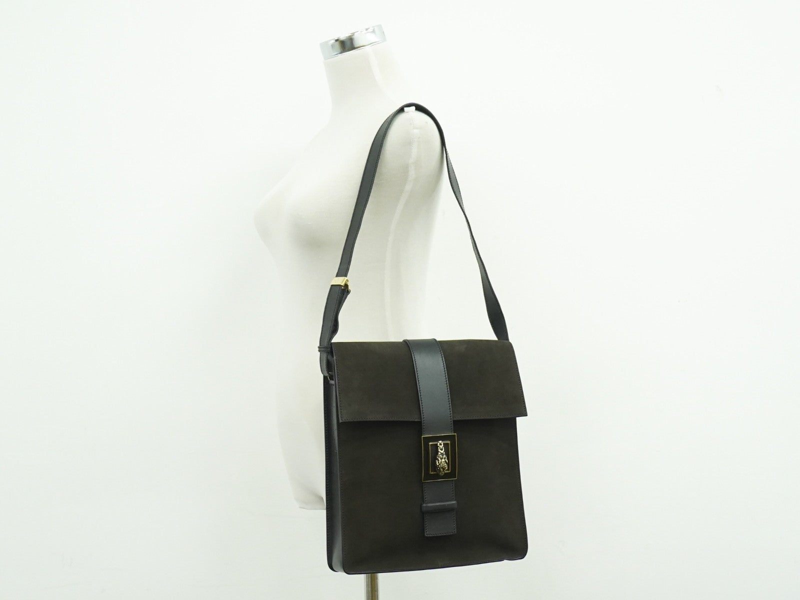 Gucci Tiger Head Shoulder bag Suede, BROWN, SUEDE, Shoulder bag