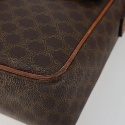 Celine Vintage Macadam Circle Logo Shoulder Bag Canvas and Leather, Brown, Canvas, Shoulder Bag