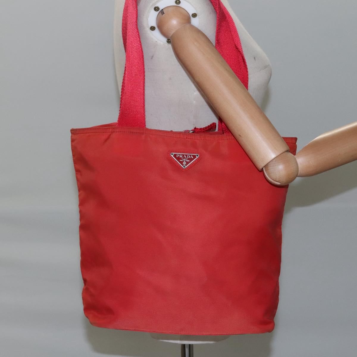 Prada Vintage Zip Tote Tessuto, Red, Nylon, Tote Bag