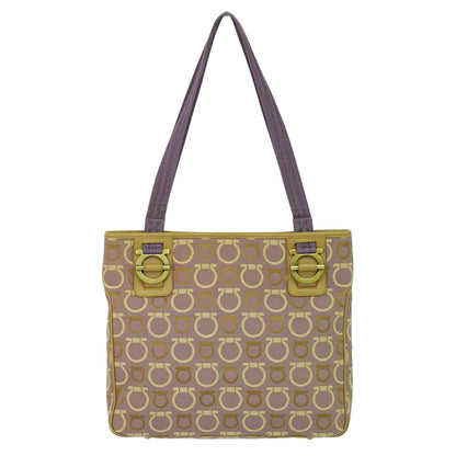 Salvatore Ferragamo Gancini Shoulder Bag Canvas, PURPLE, CANVAS, Shoulder bag