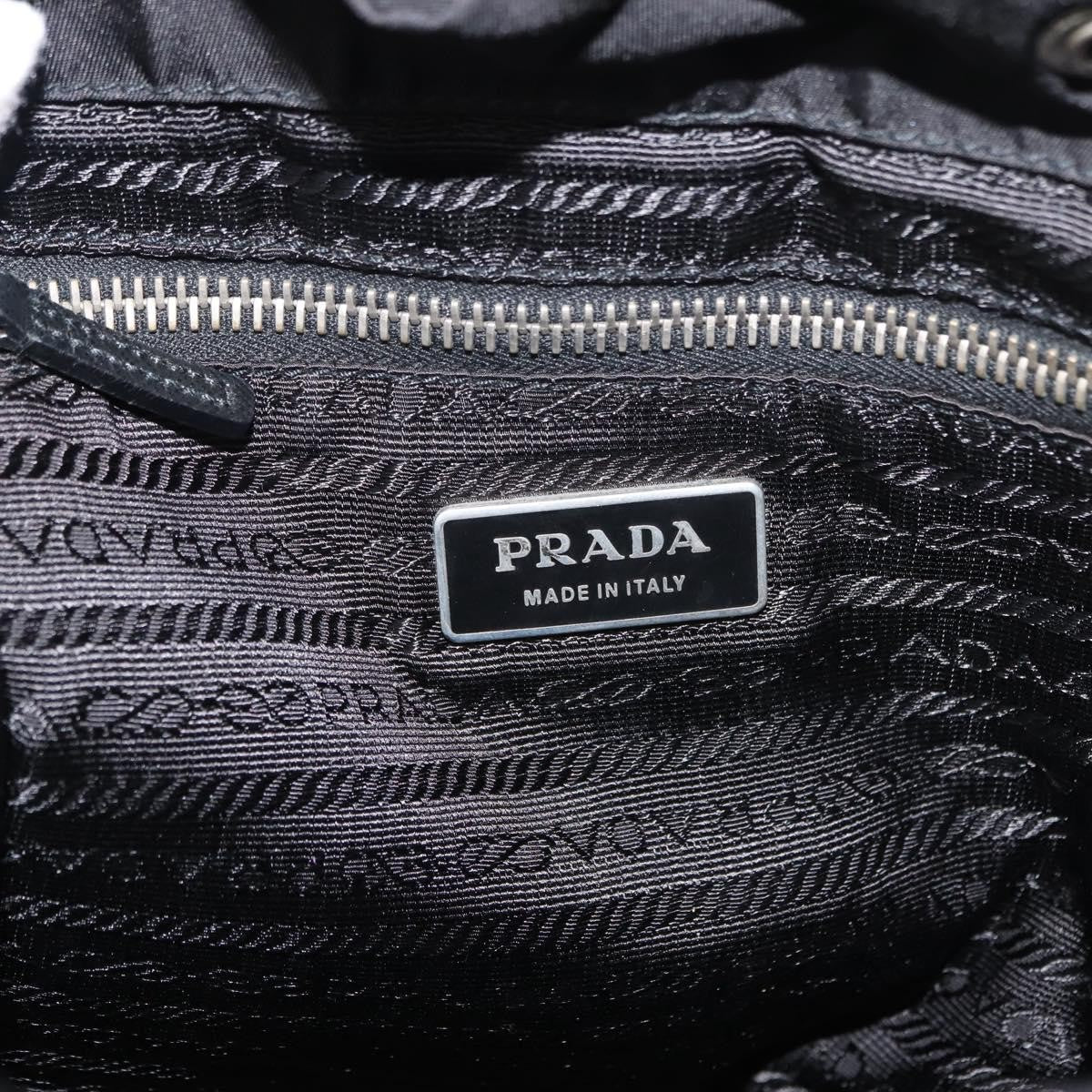Prada Double Pocket Drawstring Shoulder Bag Tessuto, Black, Nylon, Shoulder Bag