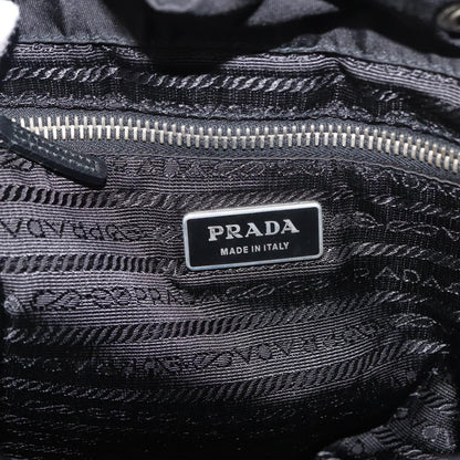 Prada Double Pocket Drawstring Shoulder Bag Tessuto, Black, Nylon, Shoulder Bag