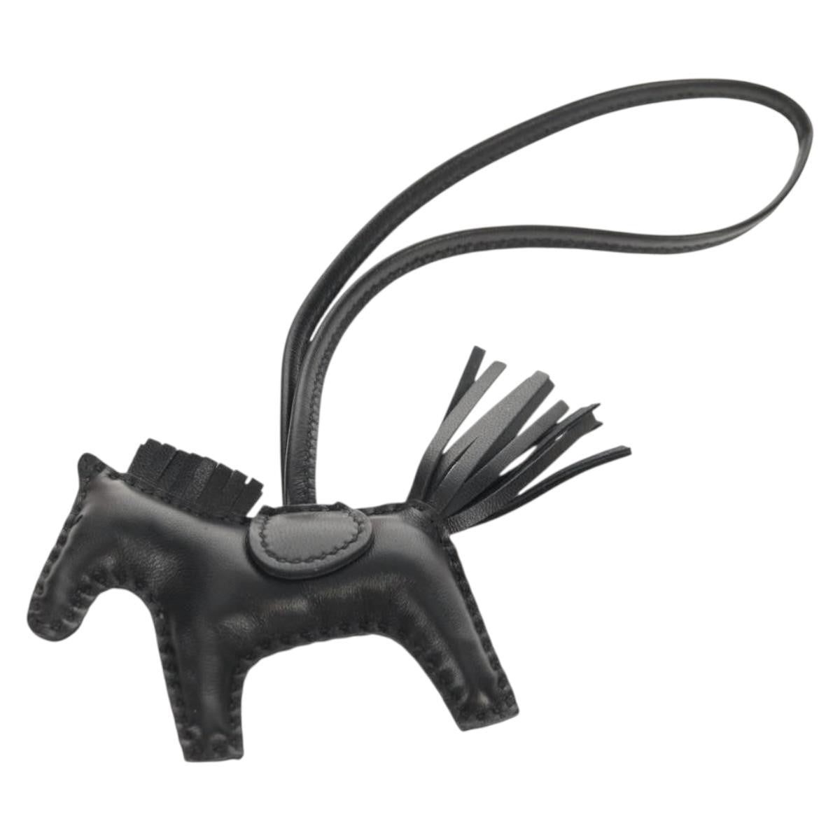 Hermes So Black GriGri Rodeo Bag Charm Leather, BLACK, LEATHER, Charms and Keychains
