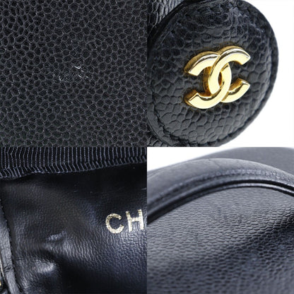 Chanel Vintage Timeless Cosmetic Case Caviar, BLACK, LEATHER, Toiletry Case