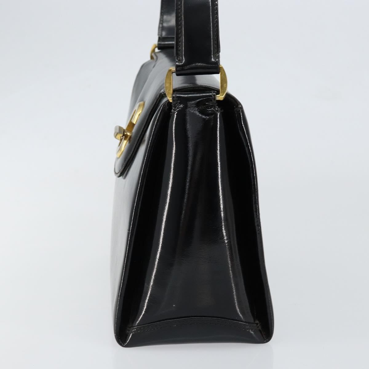 Gucci Vintage Handbag Enamel, BLACK, PATENT_LEATHER, Handbag