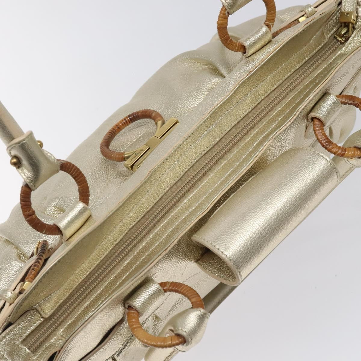 Salvatore Ferragamo Marisa Satchel Leather, GOLD, LEATHER, Shoulder bag