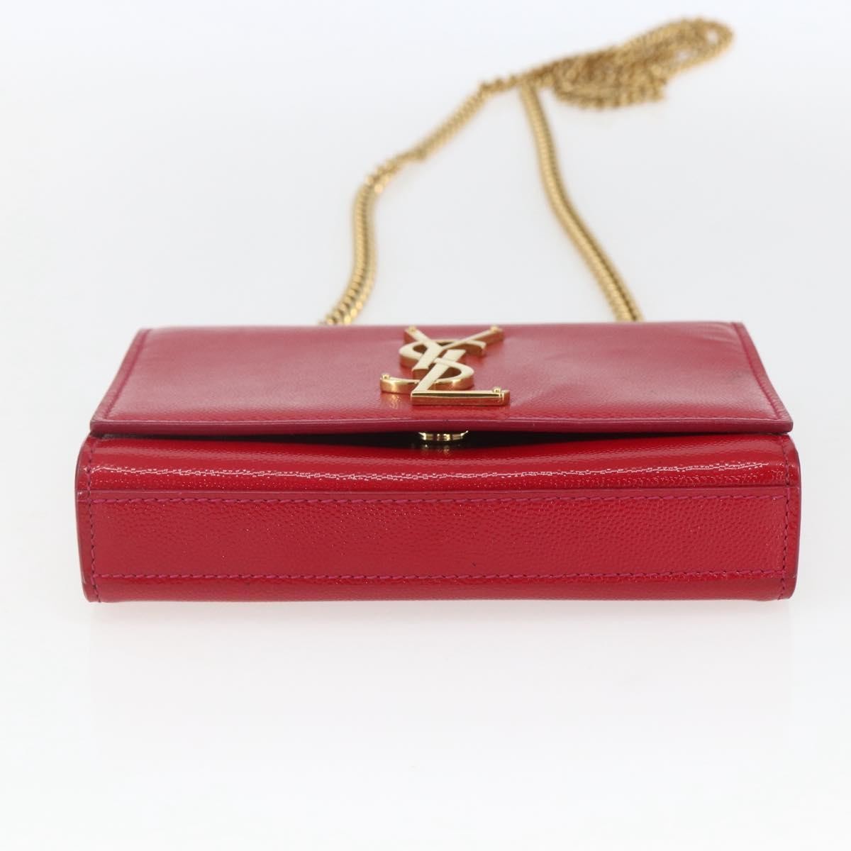 Saint Laurent Classic Monogram Crossbody Bag Grainy Leather, RED, LEATHER, Clutche & pouche