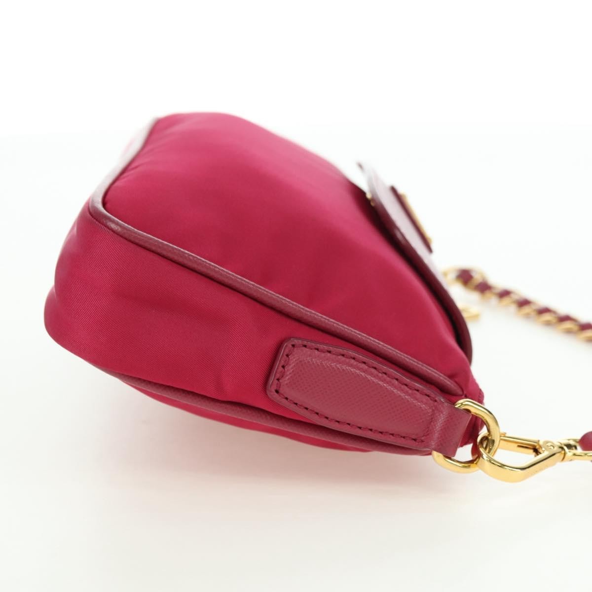 Prada Chain Crossbody Bag Tessuto and Saffiano Leather, Pink, Nylon, Shoulder Bag