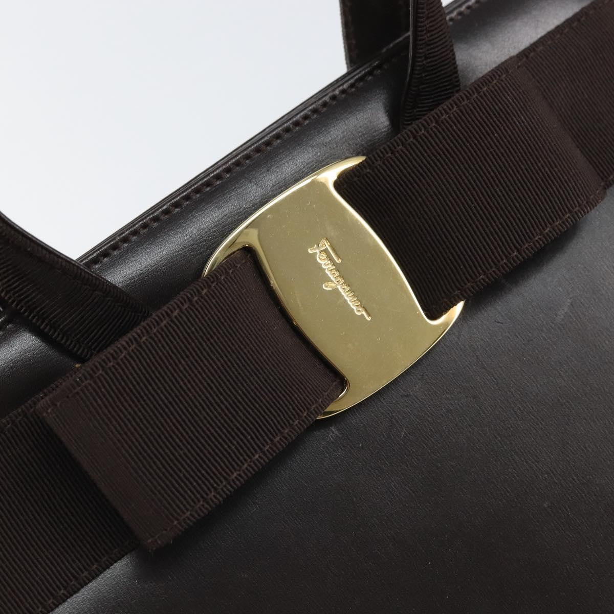 Salvatore Ferragamo Convertible Vara Bow Tote Leather, BROWN, LEATHER, Handbag