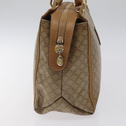 Celine Macadam Handbag Macadam with leather, BEIGE, CANVAS, Handbag