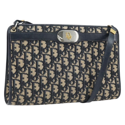 Christian Dior Vintage Trotter Shoulder Bag Canvas, NAVY, CANVAS, Shoulder bag