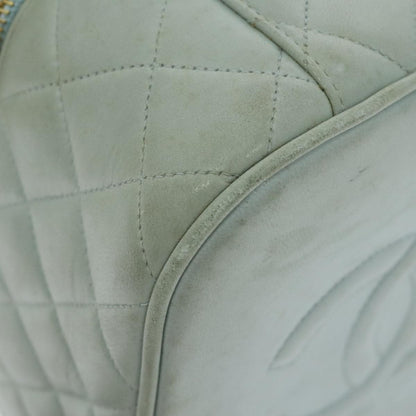 Chanel Cosmetic Case Quilted Lambskin, BLUE, LEATHER, Toiletry Case