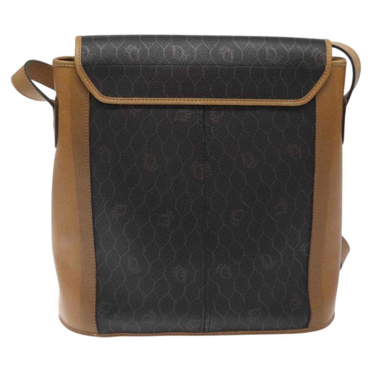 Christian Dior Vintage Honeycomb Flap Crossbody Bag Canvas and Leather, BLACK, CANVAS, Crossbody bag