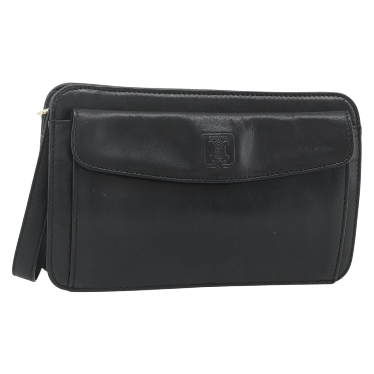 Celine Clutch Bag Leather, Black, Leather, Clutch
