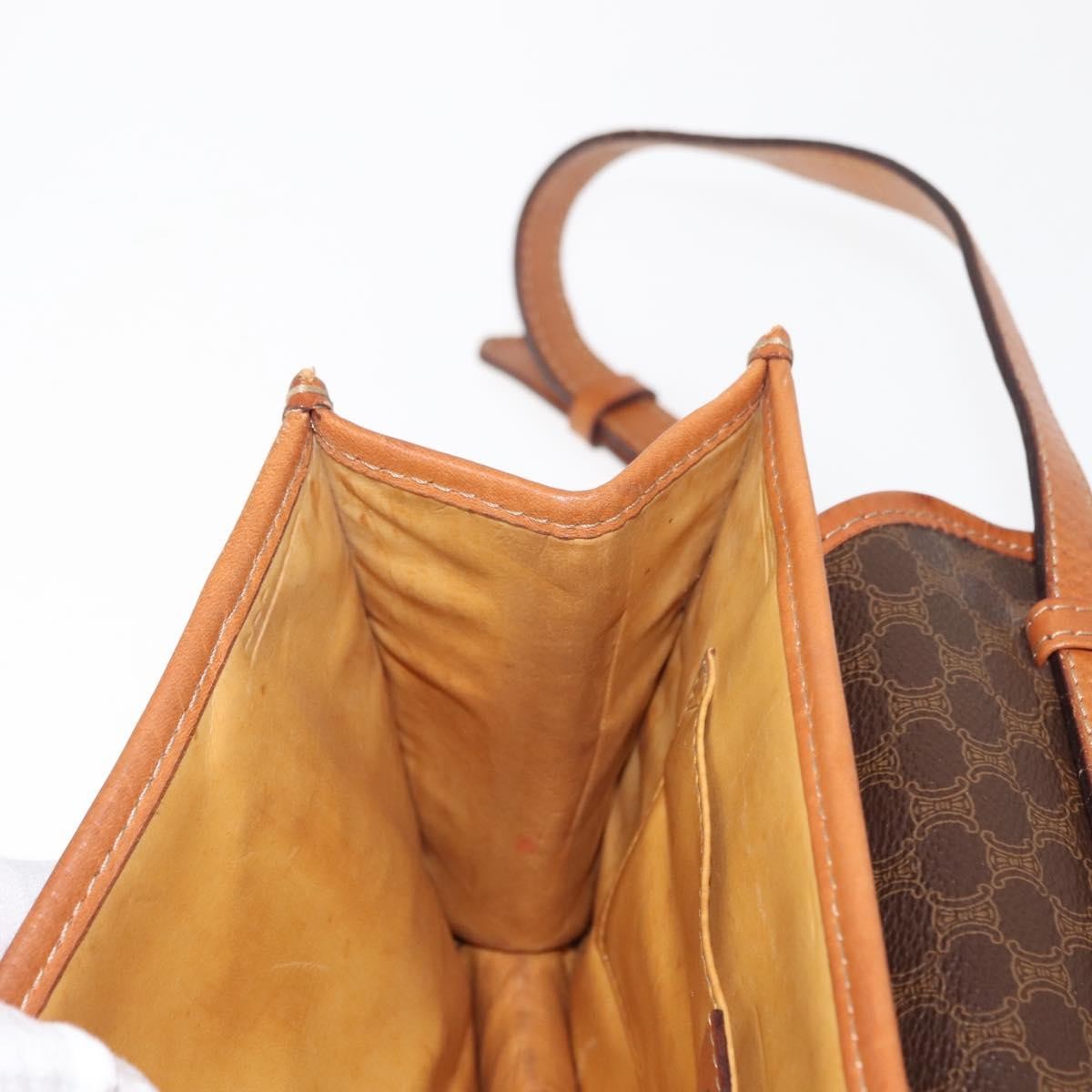 Celine Vintage Macadam Shoulder Bag Canvas and Leather, BROWN, CANVAS, Shoulder bag