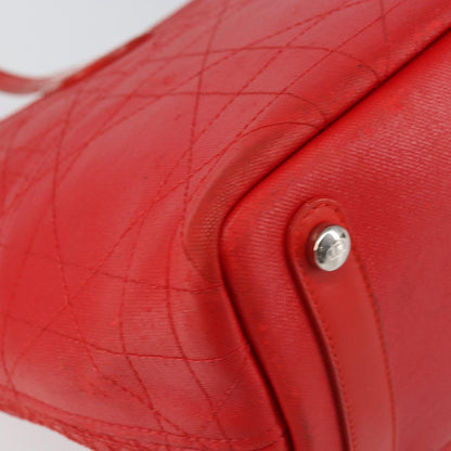 Christian Dior Panarea Tote Printed Cannage Quilt Canvas, RED, CANVAS, Tote bag