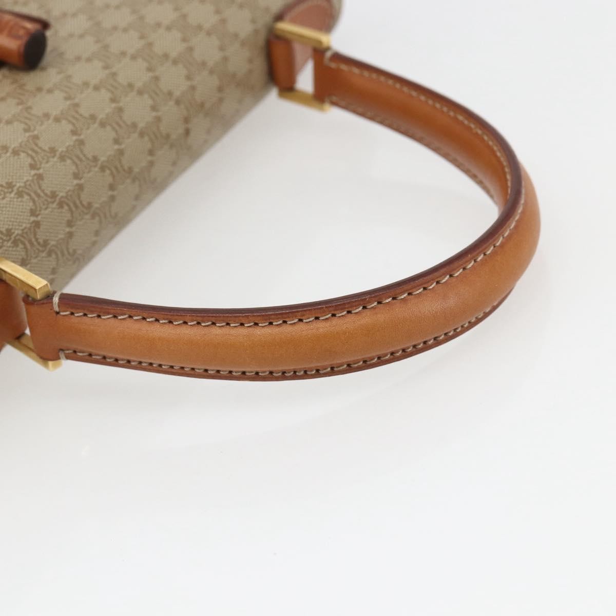Celine Vintage Macadam Handbag Canvas and Leather, BEIGE, CANVAS, Handbag