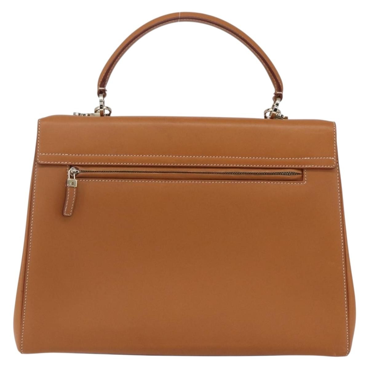 Salvatore Ferragamo Gancini handbag Leather, BROWN, LEATHER, Handbag