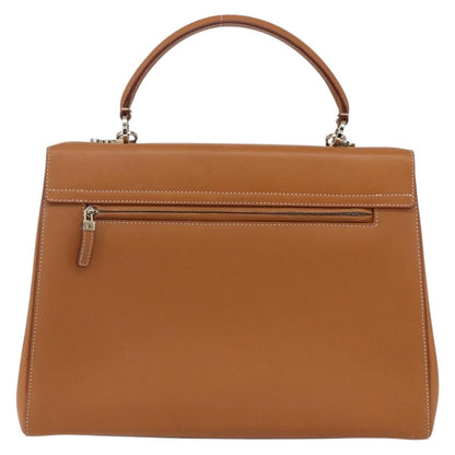 Salvatore Ferragamo Gancini handbag Leather, BROWN, LEATHER, Handbag