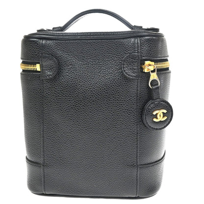 Chanel Vintage Timeless Cosmetic Case Caviar, Black, Leather, Handbag