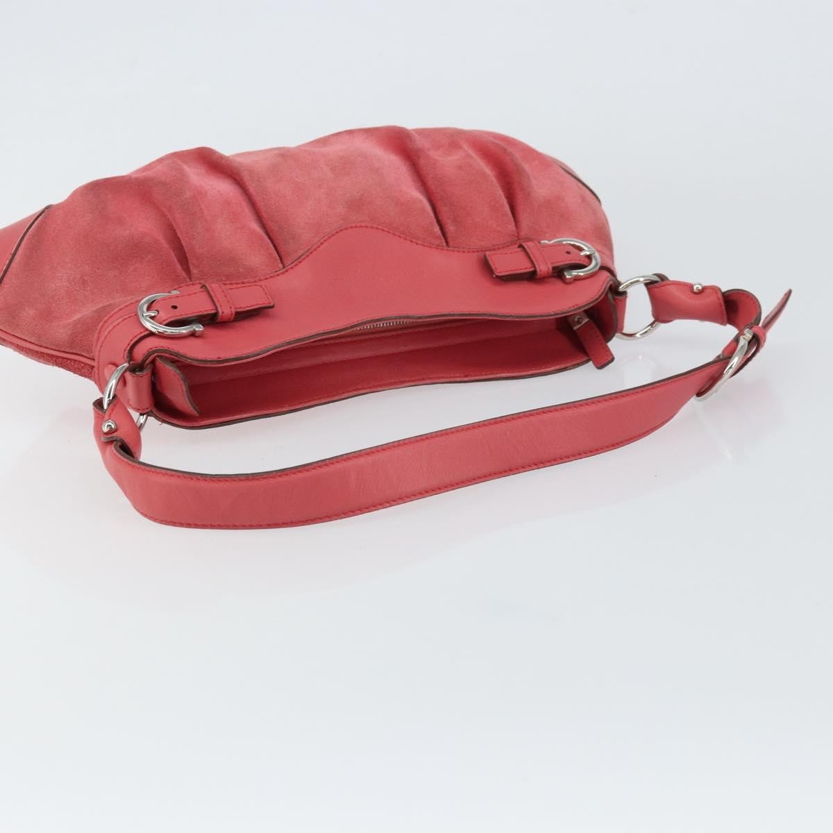 Salvatore Ferragamo Gancini Shoulder Bag Suede, PINK, SUEDE, Shoulder bag