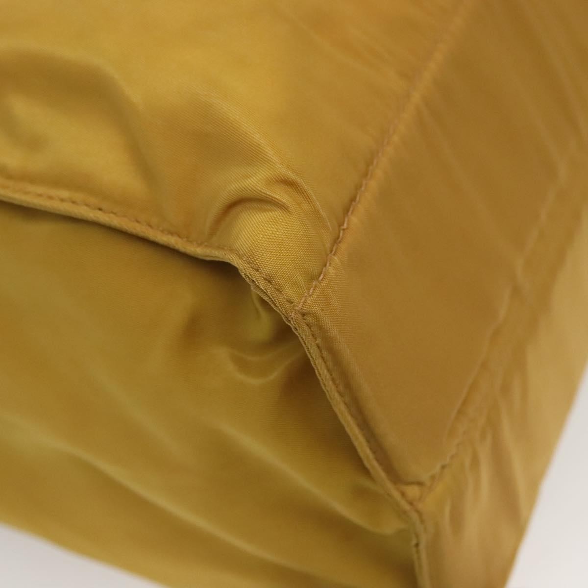 Prada Metal Handles Tote Tessuto, YELLOW, NYLON, Tote bag