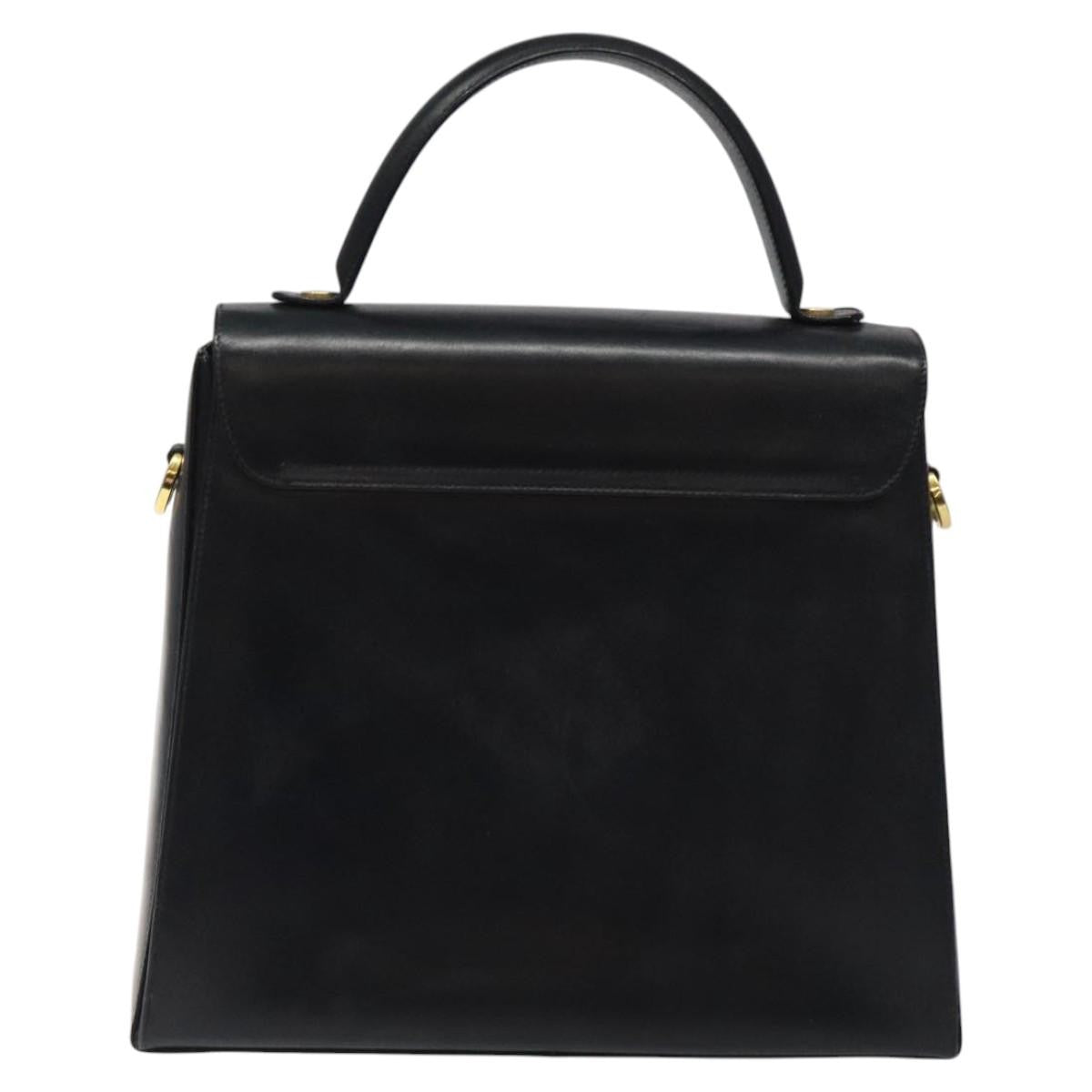 Salvatore Ferragamo Gancini handbag Leather, BLACK, LEATHER, Handbag