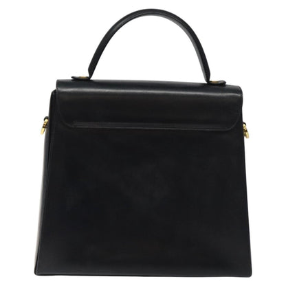Salvatore Ferragamo Gancini handbag Leather, BLACK, LEATHER, Handbag