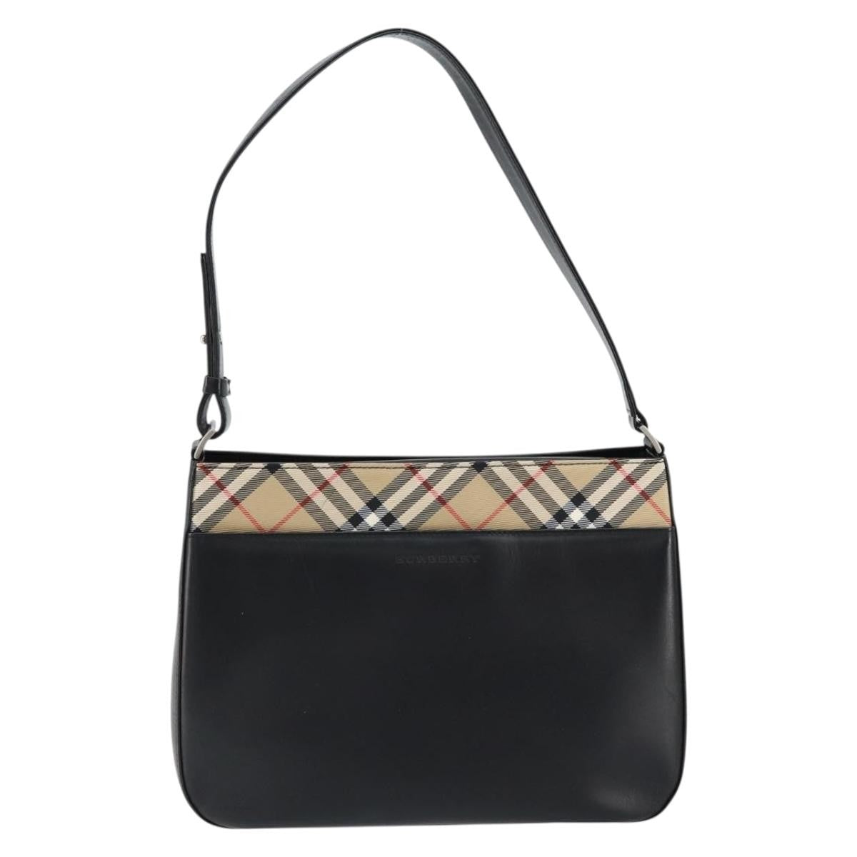 Burberry Nova check Shoulder bag Leather, BLACK, LEATHER, Shoulder bag