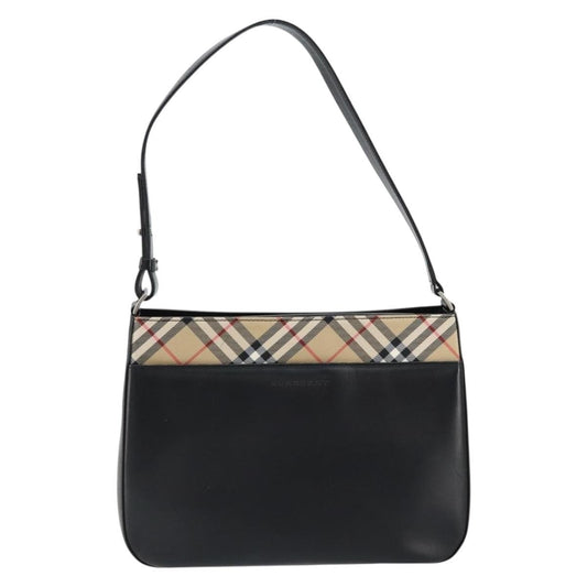 Burberry Nova check Shoulder bag Leather, BLACK, LEATHER, Shoulder bag
