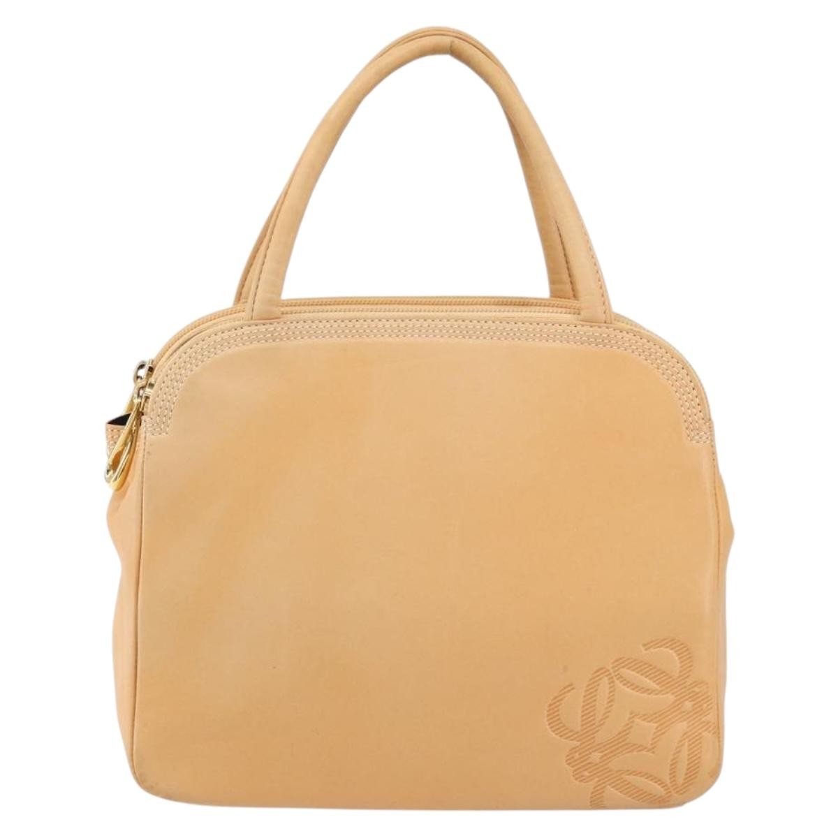 Loewe Anagram handbag Leather, BEIGE, LEATHER, Handbag