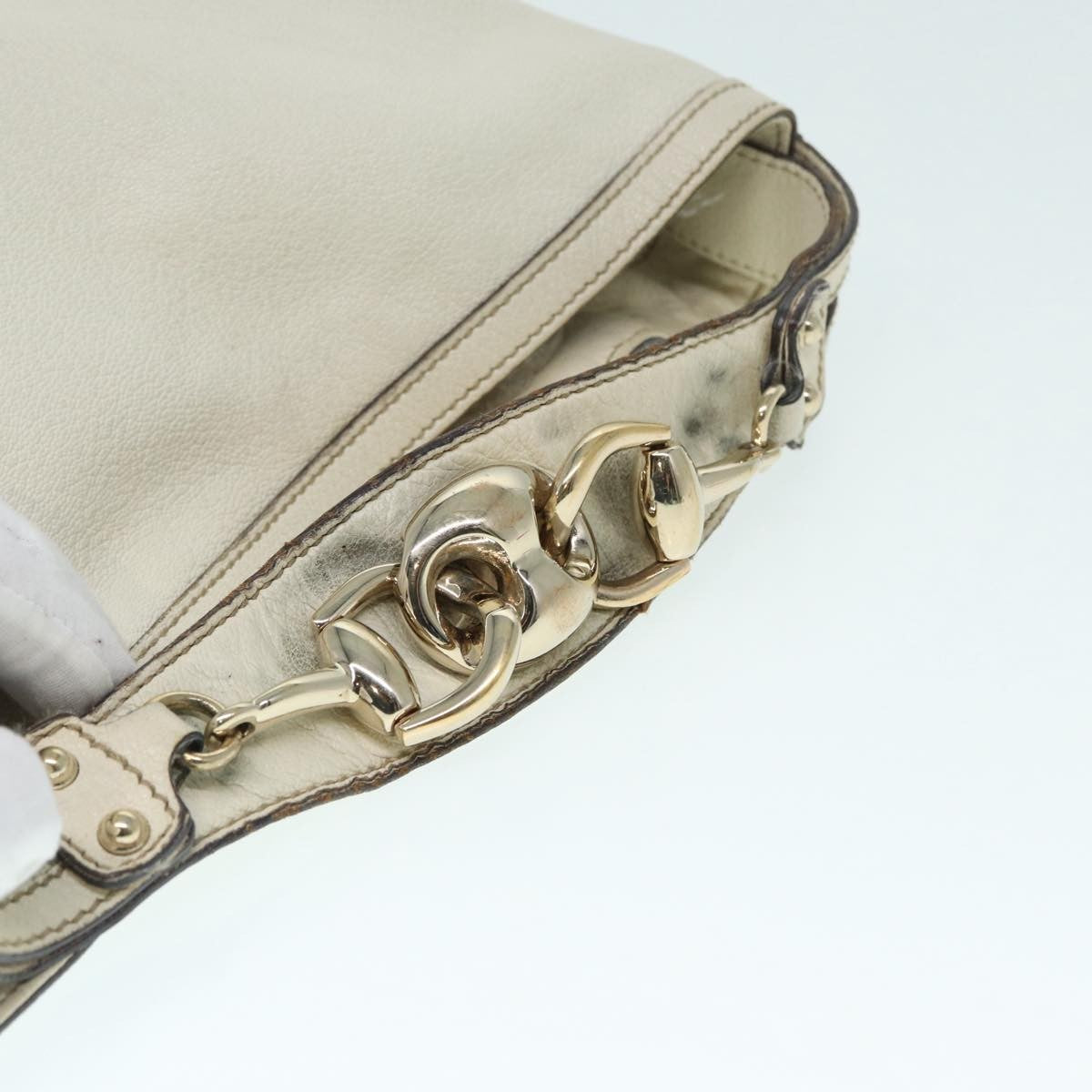 Gucci Horsebit Hobo Leather, BEIGE, LEATHER, Shoulder bag