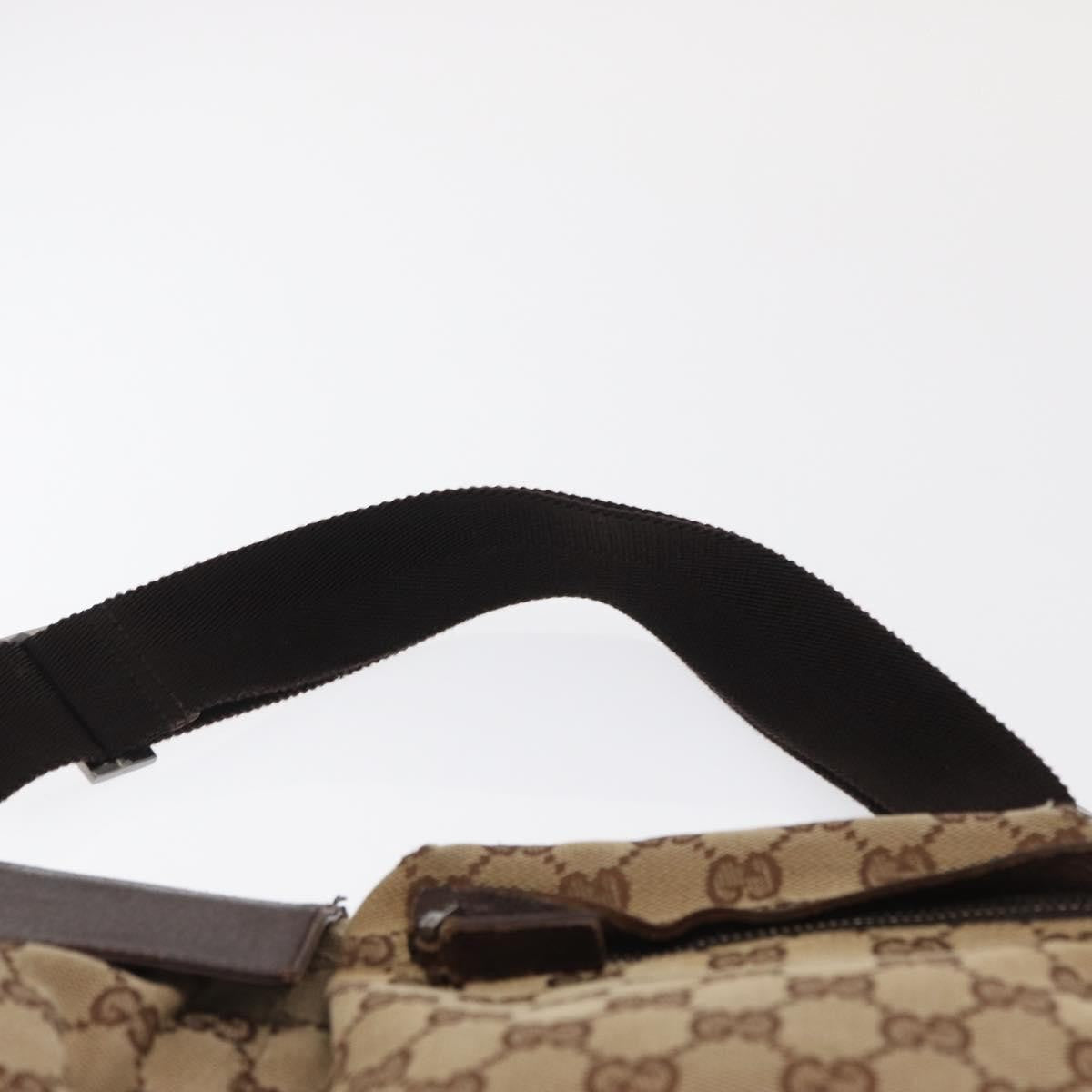 Gucci Vintage Double Belt Bag GG Canvas with Leather, BEIGE, CANVAS, Clutche & pouche