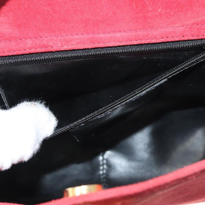 Salvatore Ferragamo Gancini Shoulder Bag Suede, RED, SUEDE, Shoulder bag