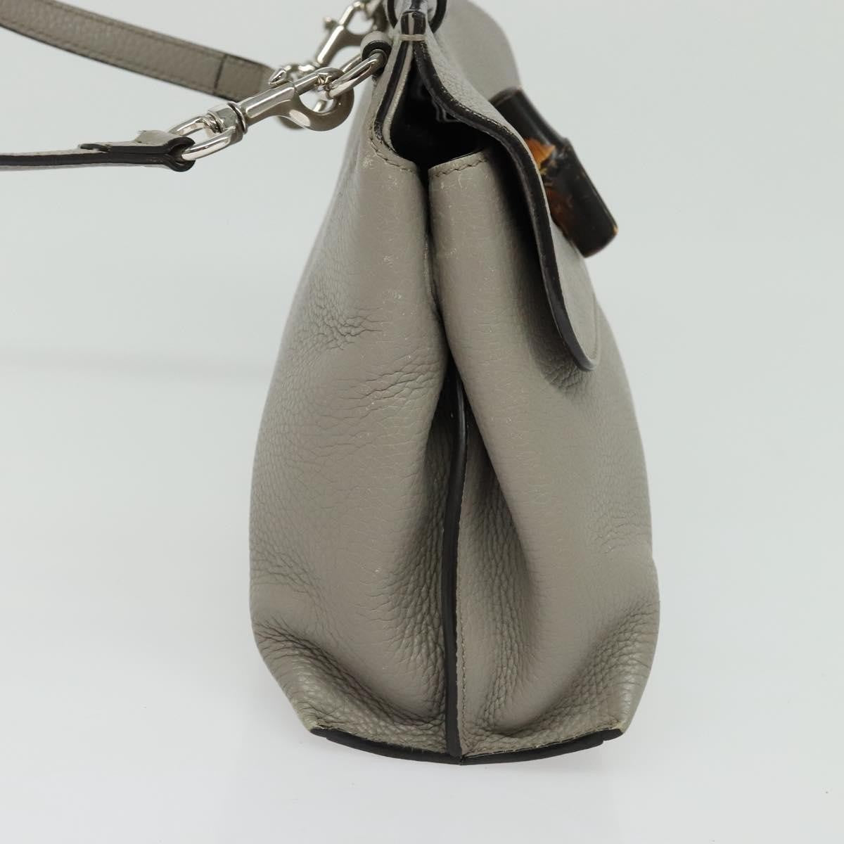 Gucci Bamboo Daily Top Handle Bag Leather, GRAY, LEATHER, Handbag