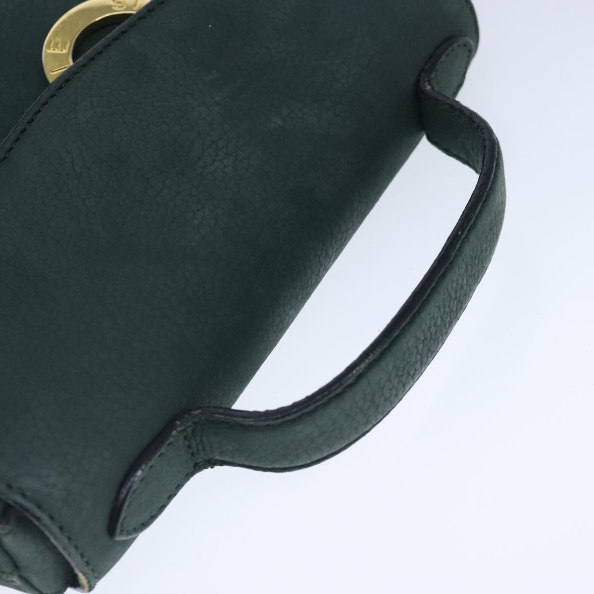 Celine Circle Logo Handbag Leather, GREEN, LEATHER, Handbag