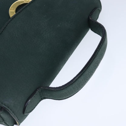 Celine Circle Logo Handbag Leather, GREEN, LEATHER, Handbag