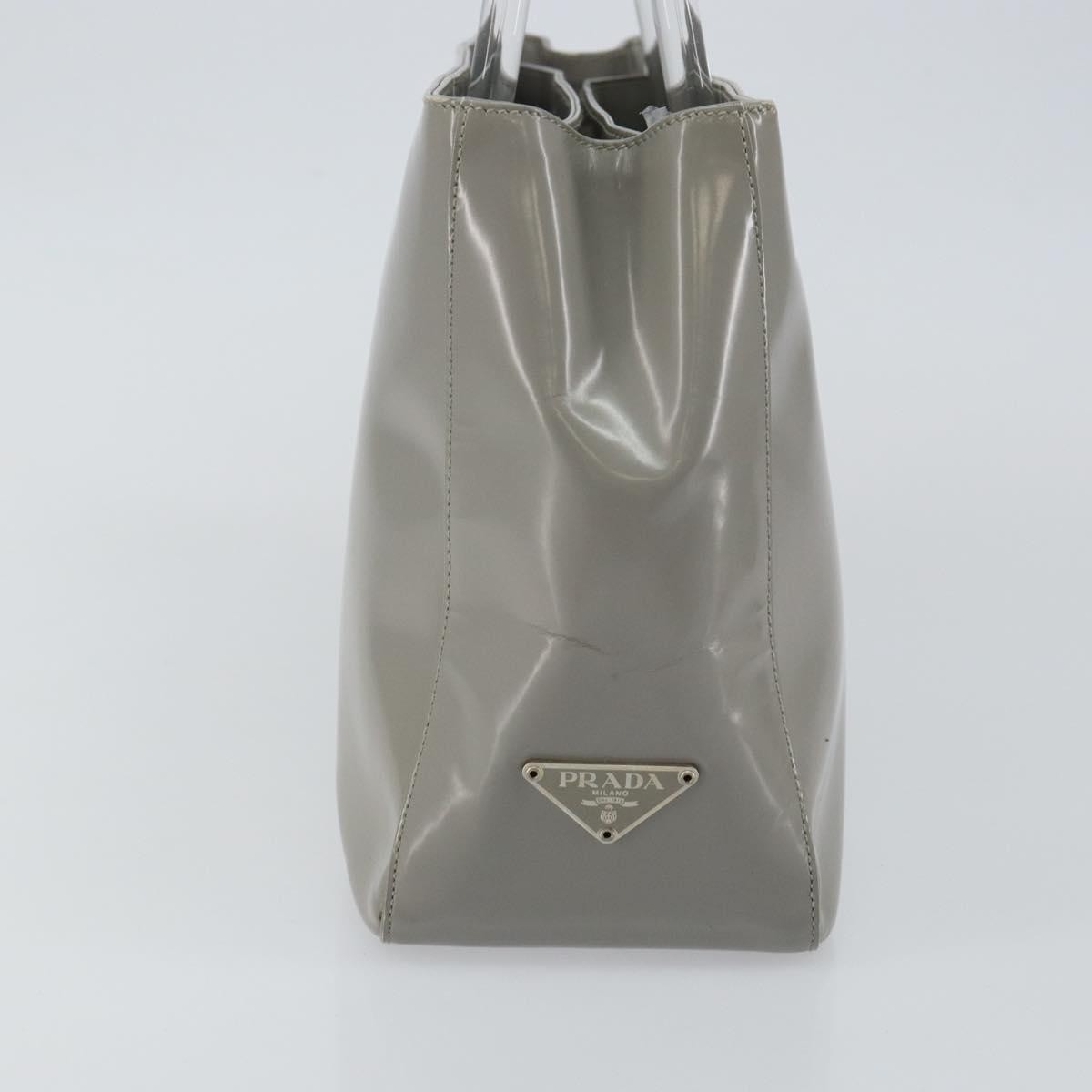 Prada Resin Handle Tote Patent Leather, GRAY, PATENT_LEATHER, Handbag