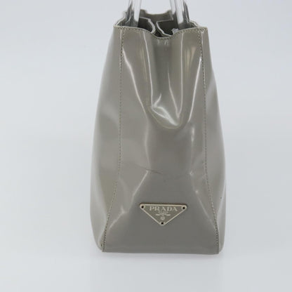 Prada Resin Handle Tote Patent Leather, GRAY, PATENT_LEATHER, Handbag