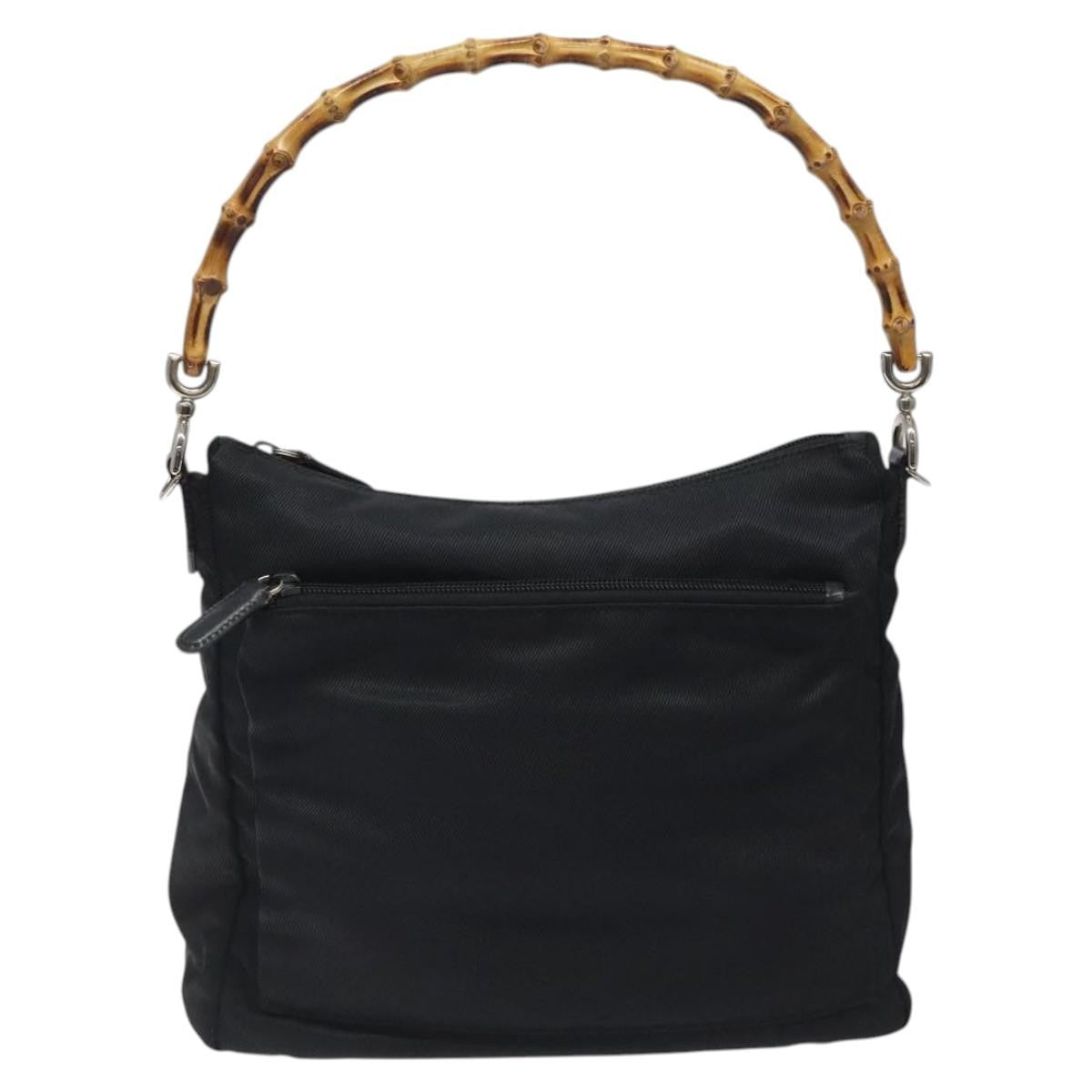 Gucci Vintage Bamboo Shoulder Bag Nylon, BLACK, NYLON, Shoulder bag
