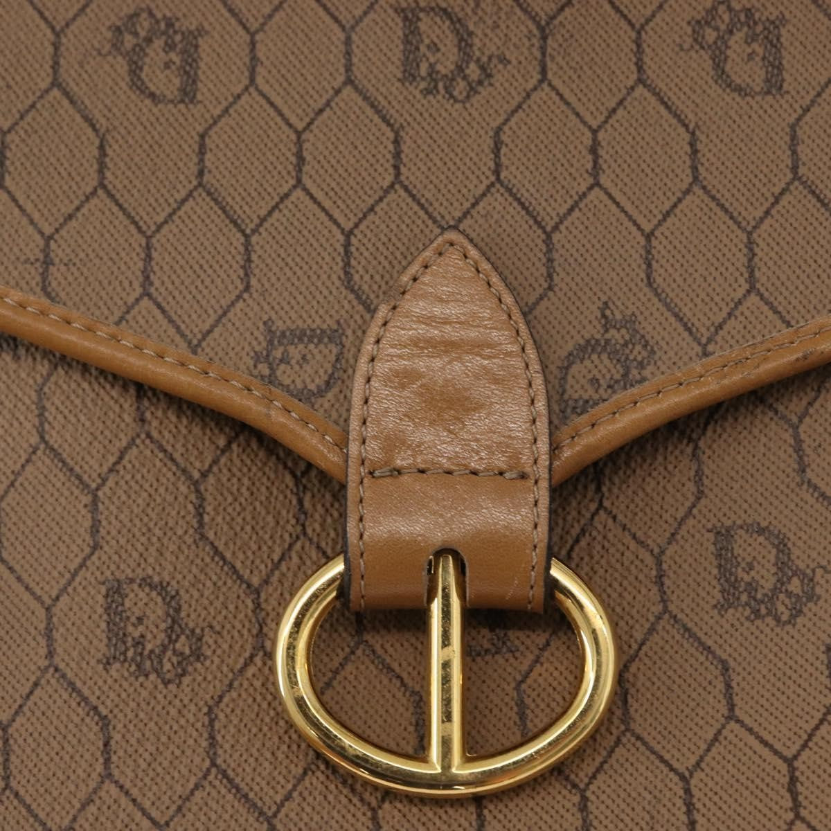 Christian Dior Vintage Honeycomb Shoulder Bag Canvas and Leather, BEIGE, CANVAS, Shoulder bag